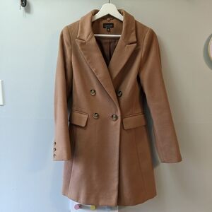 Topshop double breasted camel coloured peacoat